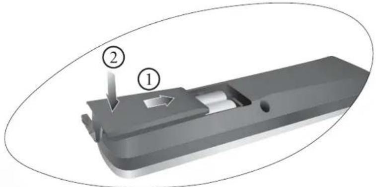 BENQ DE320 - How to install the batteries in the remote control - 3