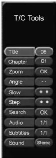 T/C Tools Title 05 Chapter 01 Zoom OK Angle -- Slow ● Step ● Search OK Audio 1/1 Subtitles 1/1 Sound Stereo