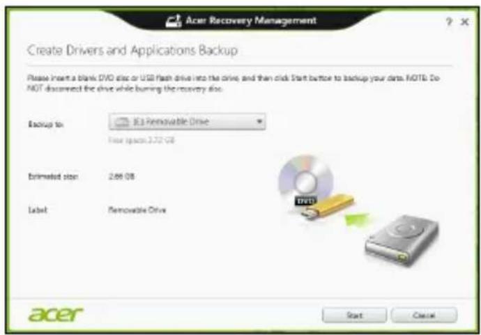 ACER Iconia W511 - Oprettelse af en sikkerhedskopi til drivere og programmer - 2