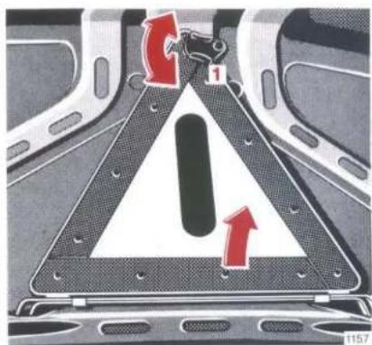 Diagram showing a traffic warning sign with red arrows and number 1, indicating directions or focus points.