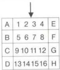 A 1 2 3 4 E B 5 6 7 8 F C 9 10 11 12 G D 13 14 15 16 H