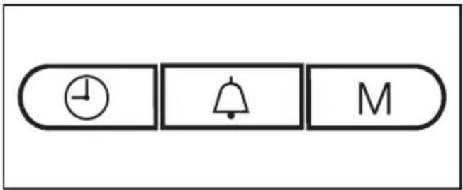 Simple diagram with clock, bell, and letter M symbols inside rounded rectangular boxes
