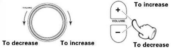 VOLUME To decrease To increase To increase + - VOLUME To decrease