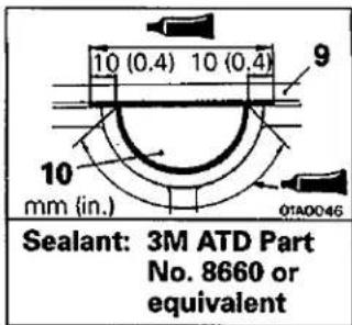 10 (0.4) 10 (0.4) 9 10 mm (in.) 01A0046 Sealant: 3M ATD Part No. 8660 or equivalent
