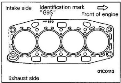 Intake side Identification mark "G9S" Front of engine Exhaust side 01C0113