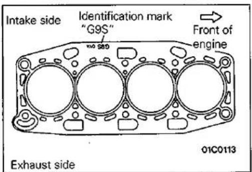 Intake side Identification mark "G9S" Front of engine Exhaust side 01C0113