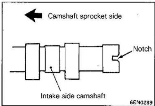 Camshaft sprocket side Intake side camshaft Notch 6EN0289