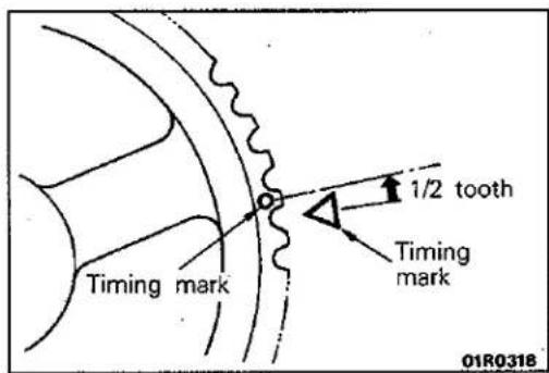 Timing mark 1/2 tooth Timing mark 01R0318