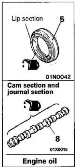 Lip section 5 01N0042 Cam section and journal section 8 01X0015 Engine oil