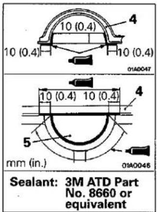 10 (0.4) 10 (0.4) 10 (0.4) 01A0047 10 (0.4) 10 (0.4) mm (in.) 01A0046 Sealant: 3M ATD Part No. 8660 or equivalent