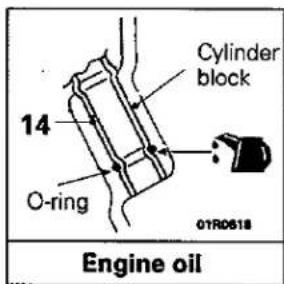 Cylinder block 14 O-ring 01RD618 Engine oil