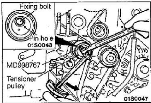 Fixing bolt Pin hole 01S0043 MD998767 Tensioner pulley 01S0047