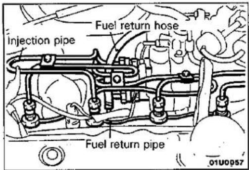Fuel return hose Injection pipe Fuel return pipe 01U0957