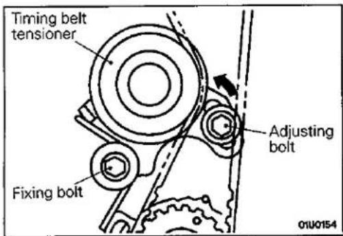 Timing belt tensioner Adjusting bolt Fixing bolt 01U0154