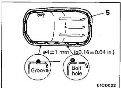 5 Ø4 ± 1 mm (Ø0.16 ± 0.04 in.) Groove Bolt hole 01C0023