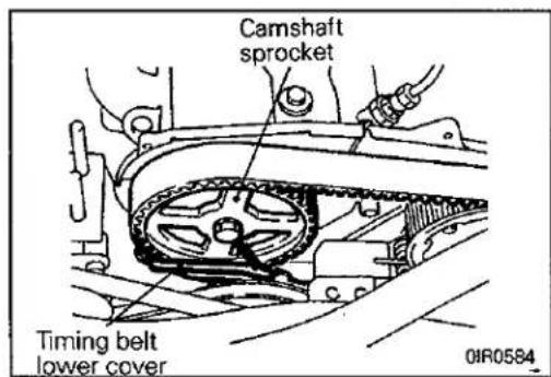 Camshaft sprocket Timing belt lower cover 01R0584