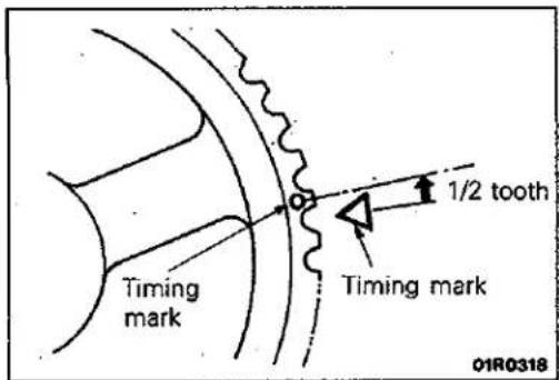 Timing mark 1/2 tooth Timing mark 01R0318