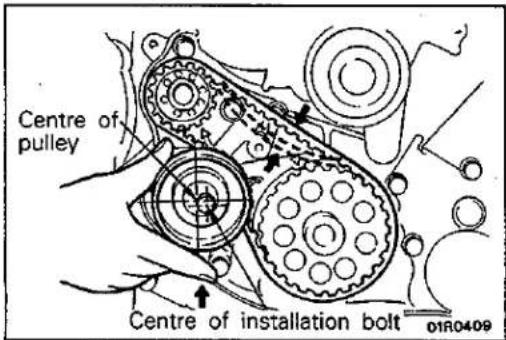 Centre of pulley Centre of installation bolt 01R0409