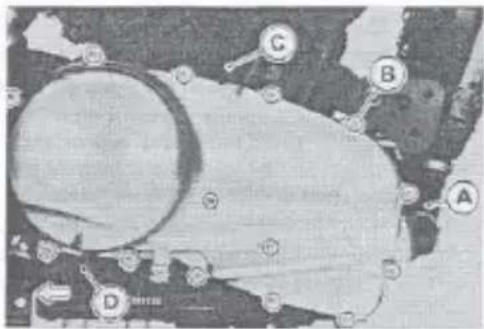 Technical diagram with labeled components A, B, C, D, and G, likely from an engineering or mechanical assembly.