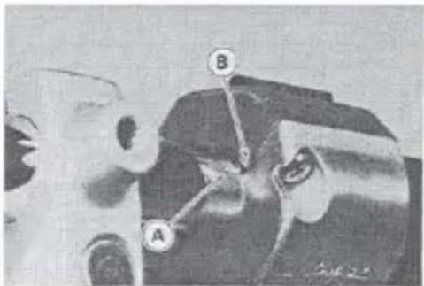 Technical diagram with labeled components A and B, likely from an engineering or mechanical context