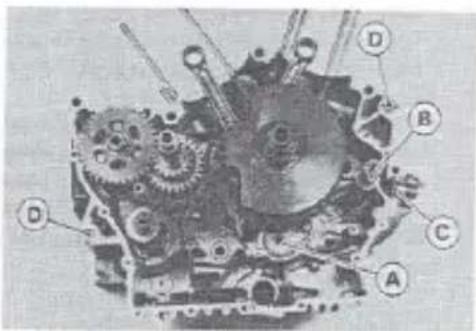 Technical diagram of a mechanical assembly with labeled parts A, B, C, D