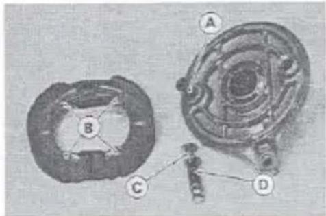 Technical diagram of a mechanical component with labeled parts A, B, C, and D