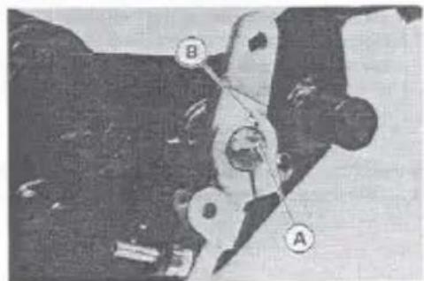 Technical diagram of a mechanical assembly with labeled parts A and B