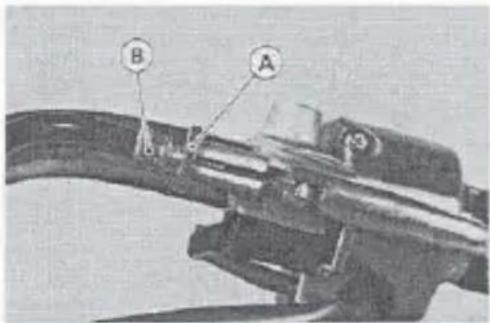 Technical diagram of a mechanical component with labeled parts A and B