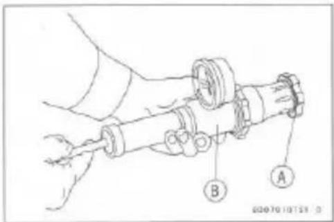 Technical diagram showing a mechanical assembly with labeled parts A and B, likely for engineering or manufacturing documentation.