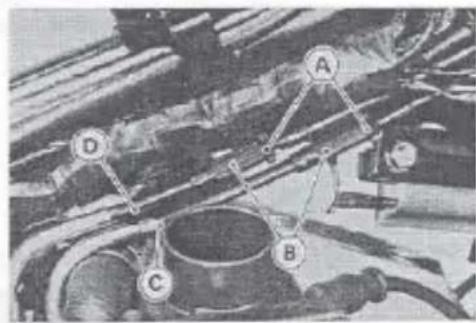 Technical diagram with labeled points A, B, C, D on a mechanical or electrical component layout