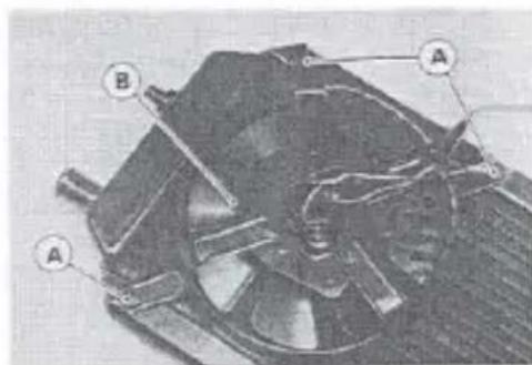 Technical diagram of a mechanical component with labeled parts A and B