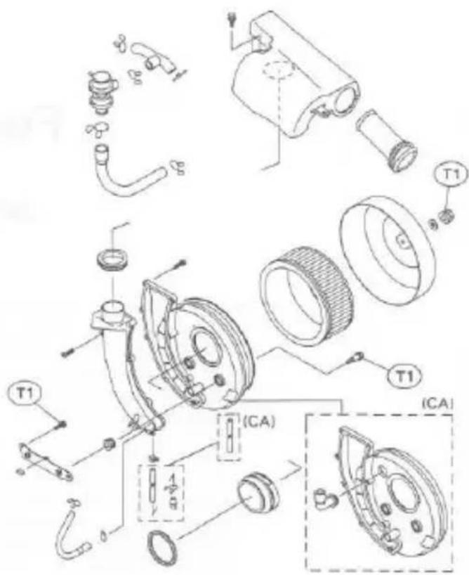 Technical diagram of automotive suspension components with labeled parts and assembly notes