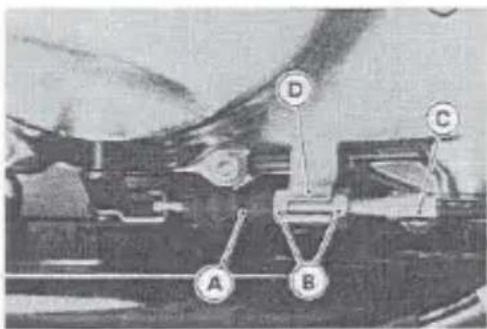 Diagram of a mechanical or industrial setup with labeled components A, B, C, and D, likely showing structural or mechanical parts.
