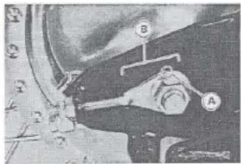 Technical diagram showing labeled components A and B in a mechanical or industrial setting with numbered parts