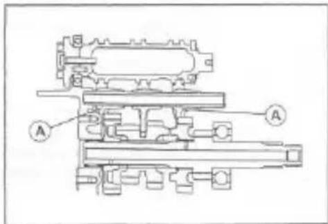 Technical diagram of a mechanical assembly with labeled components A