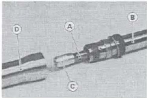 Labeled diagram of a mechanical or electrical component with points A, B, C, and D marked.