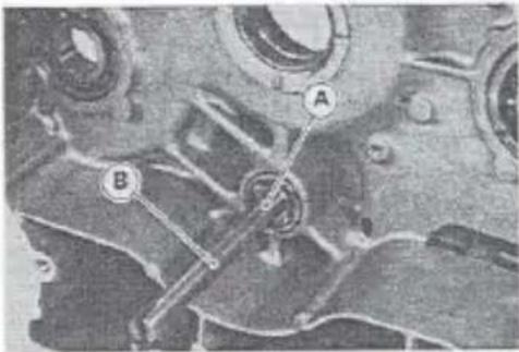 Technical diagram of a mechanical component with labeled parts A and B
