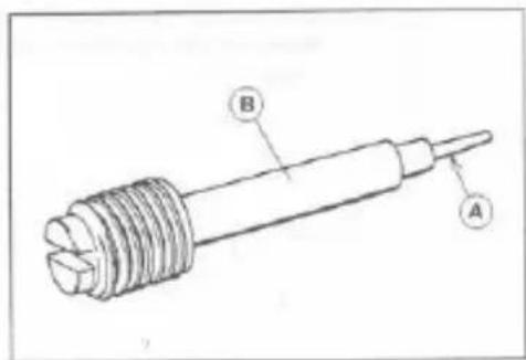Technical diagram of a soldering iron with labeled parts A and B