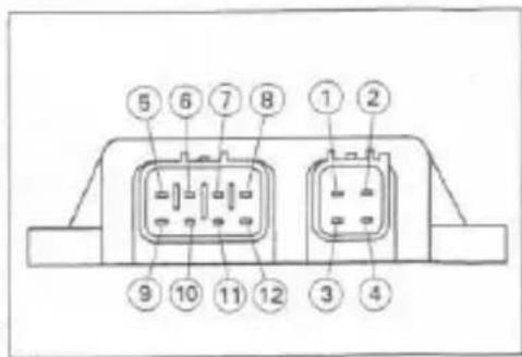 Diagram of a dual-pin electrical connector with numbered pins for identification