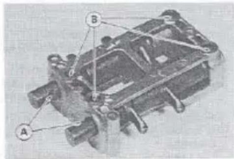 Technical diagram of an electrical component with labeled parts A, B, and C