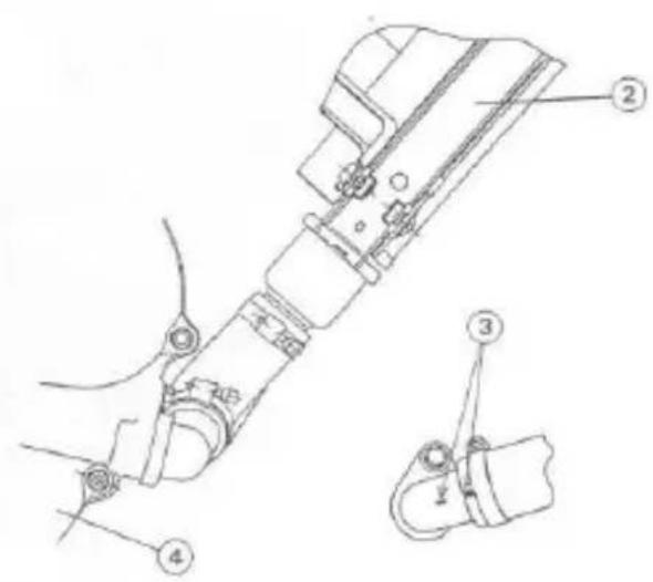 Technical diagram of a mechanical assembly with numbered components, likely for assembly or maintenance instructions.