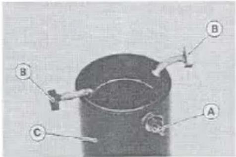 Labeled diagram of a mechanical or electrical component with points A, B, and C marked.