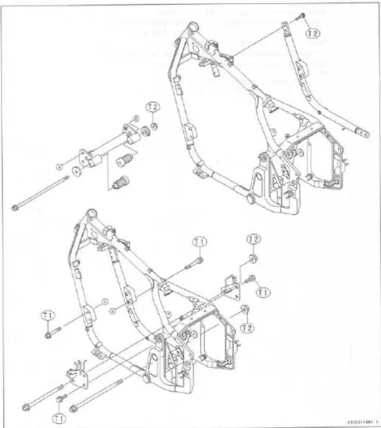 Technical diagram of a mechanical assembly with labeled parts and exploded views