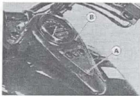 Technical diagram of a mechanical component with labeled parts A and B