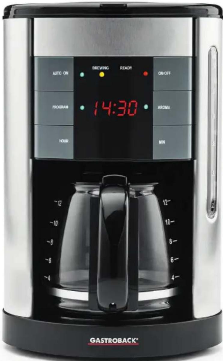 AUTO ON BREWING READY ON/OFF PROGRAM 14:30 ARONA HOUR MIN GASTROBACK®