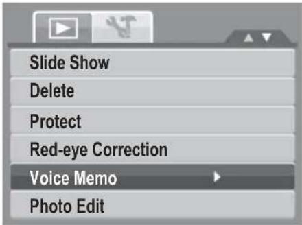 Slide Show Delete Protect Red-eye Correction Voice Memo Photo Edit