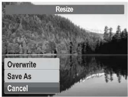 Resize Overwrite Save As Cancel