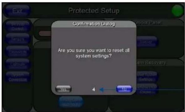 Exit Protected Setup Confirmation Dialog Are you sure you want to reset all system settings? Yes 4 No System Recovery