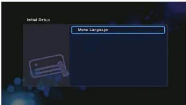 Initial Setup Menu Language