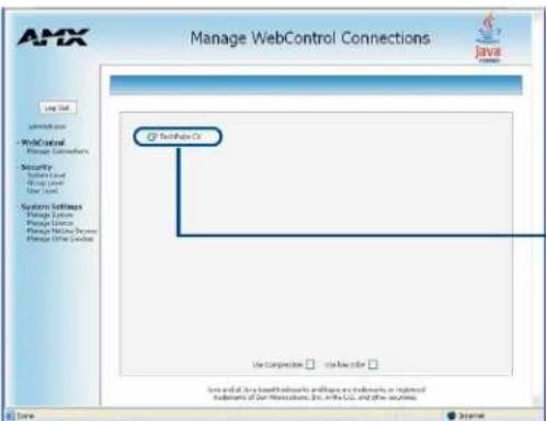 ANX Manage WebControl Connections Technolux OI Use Connection □